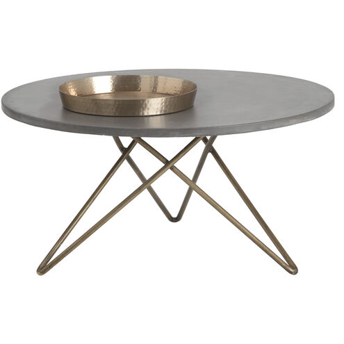 Wesley 35.5 X 17.75 inch Grey / Antique Brass Coffee Table